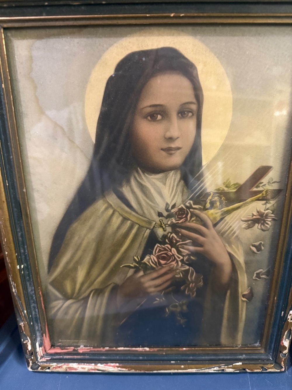 Antique Framed Print of St. Theresa